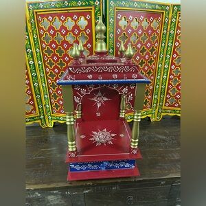 23" Wooden Hand painted colorful Puja Temple | Wooden Puja Temple | Handmade Ar